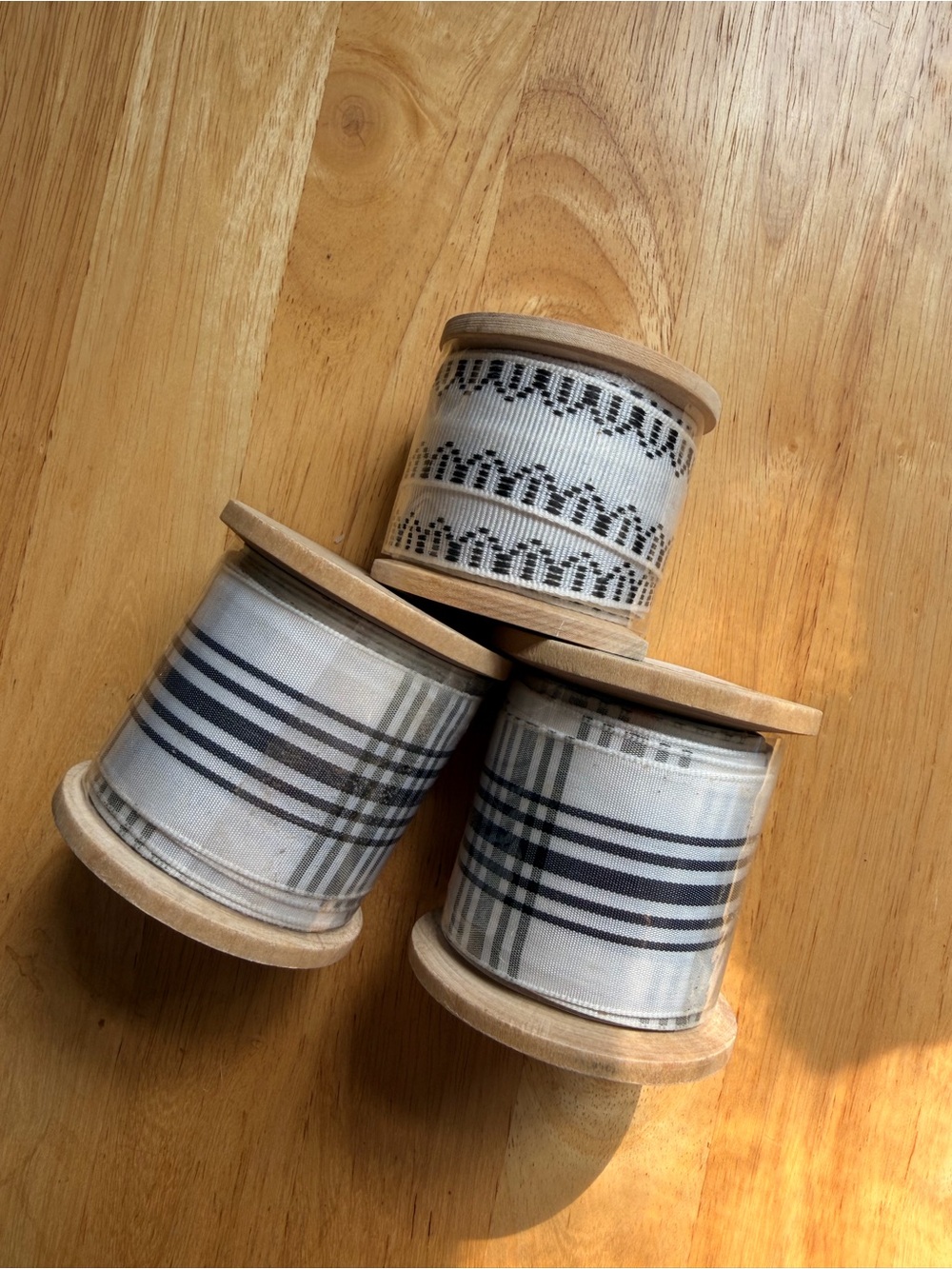 Hearth and Hand Magnolia Plaid and Stitch Ribbon Spools NWT